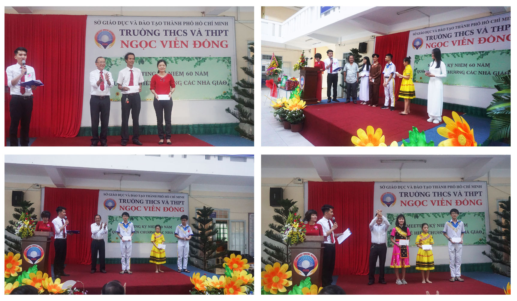 Hình ảnh trao giải thưởng trong đợt phát động phong trào chào mừng ngày Nhà giáo Việt Nam 20/11 của Trường THCS và THPT Ngọc Viễn Đông