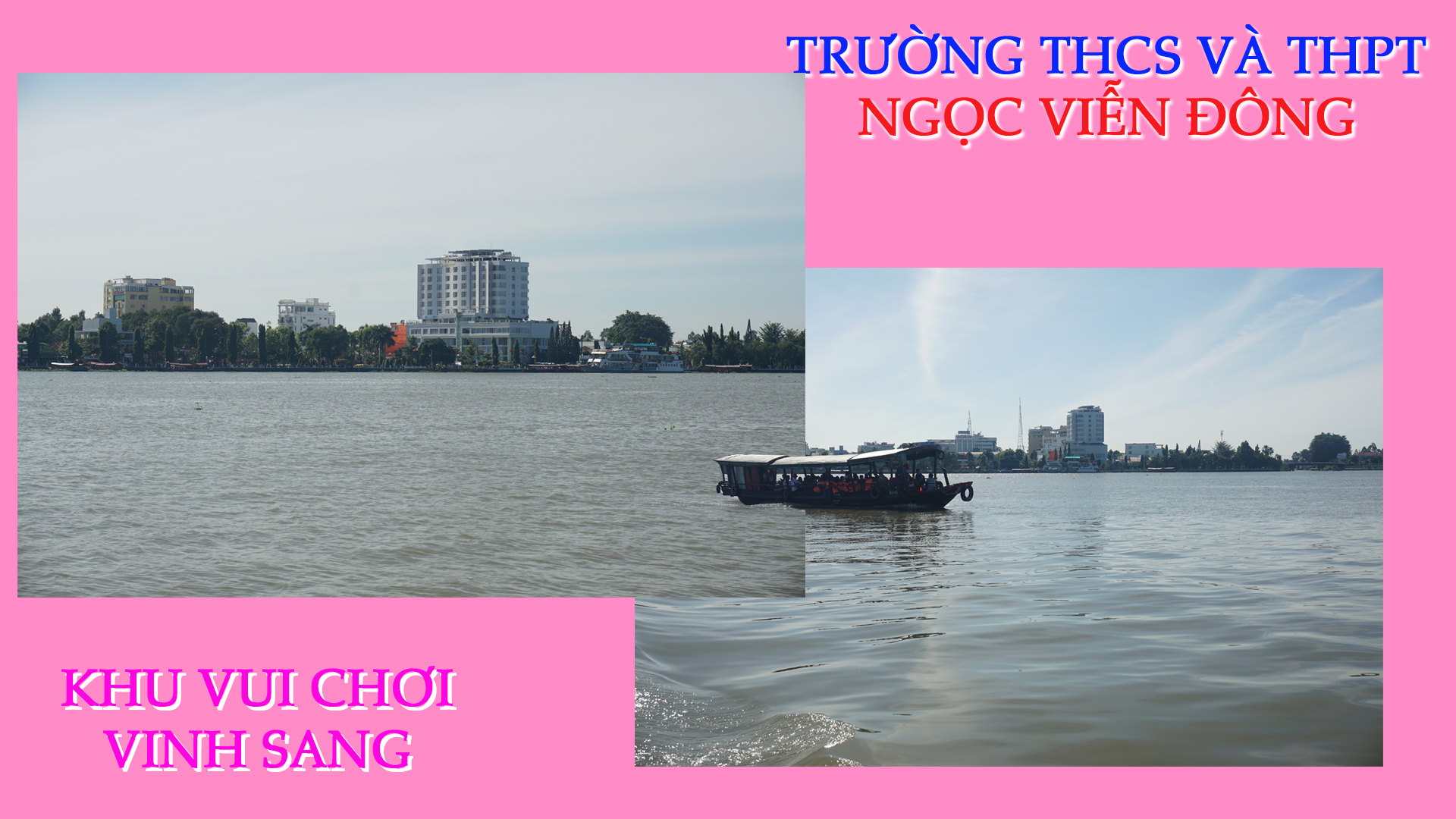 Học sinh trường Ngọc Viễn Đông qua phà An Bình để đến khu du lịch Vinh Sang Vĩnh Long