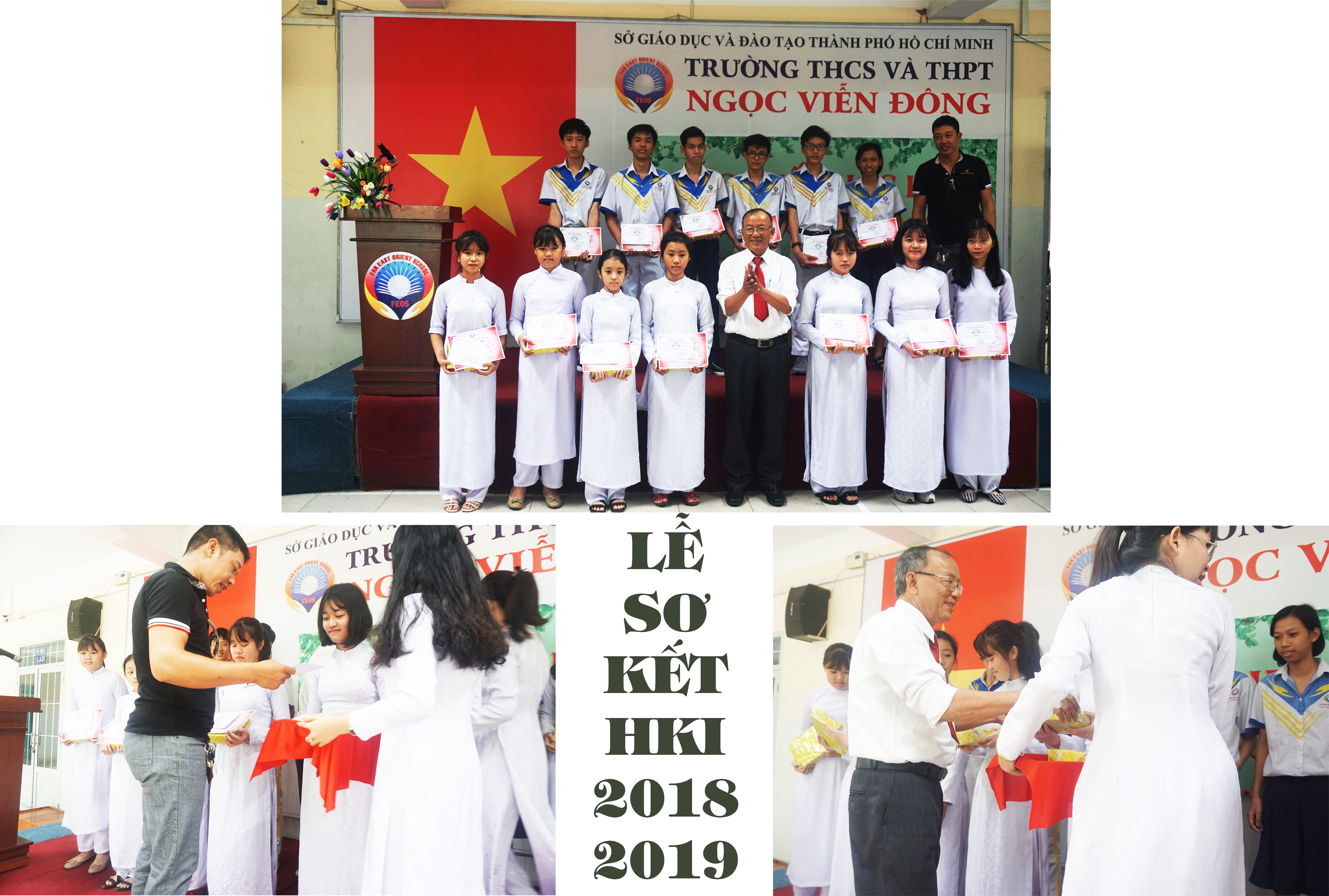 Phát thưởng cho học sinh Giỏi trong lễ sơ kết HKI 2018 - 2019 trường THCS và THPT Ngọc Viễn Đông
