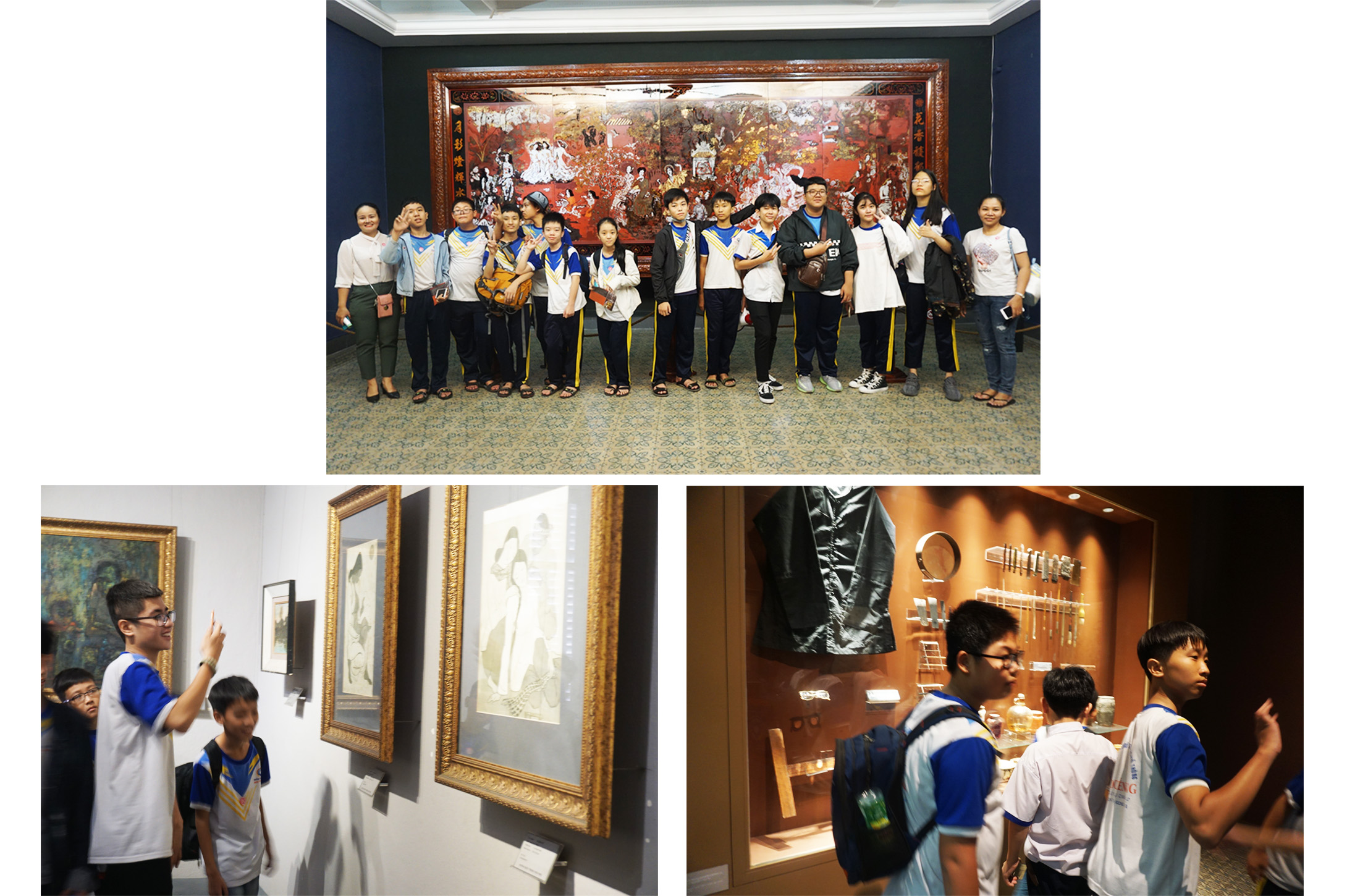 Học sinh trường THCS và THPT Ngọc Viễn Đông tham quan và được nghe thuyết trình về các bức tranh tại Viện bảo tàng