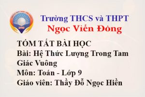 Chương: Hệ Thức Lượng Trong Tam Giác Vuông - Môn Toán (Hình học) Lớp 9 - Trường THCS và THPT Ngọc Viễn Đông