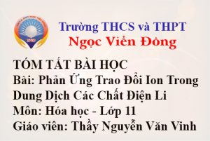 Tóm tắt bài học: Sự Trao Đổi Ion Trong Dung Dịch các Chất Điện Li - Môn Hóa lớp 11 - Trường THCS và THPT Ngọc Viễn Đông
