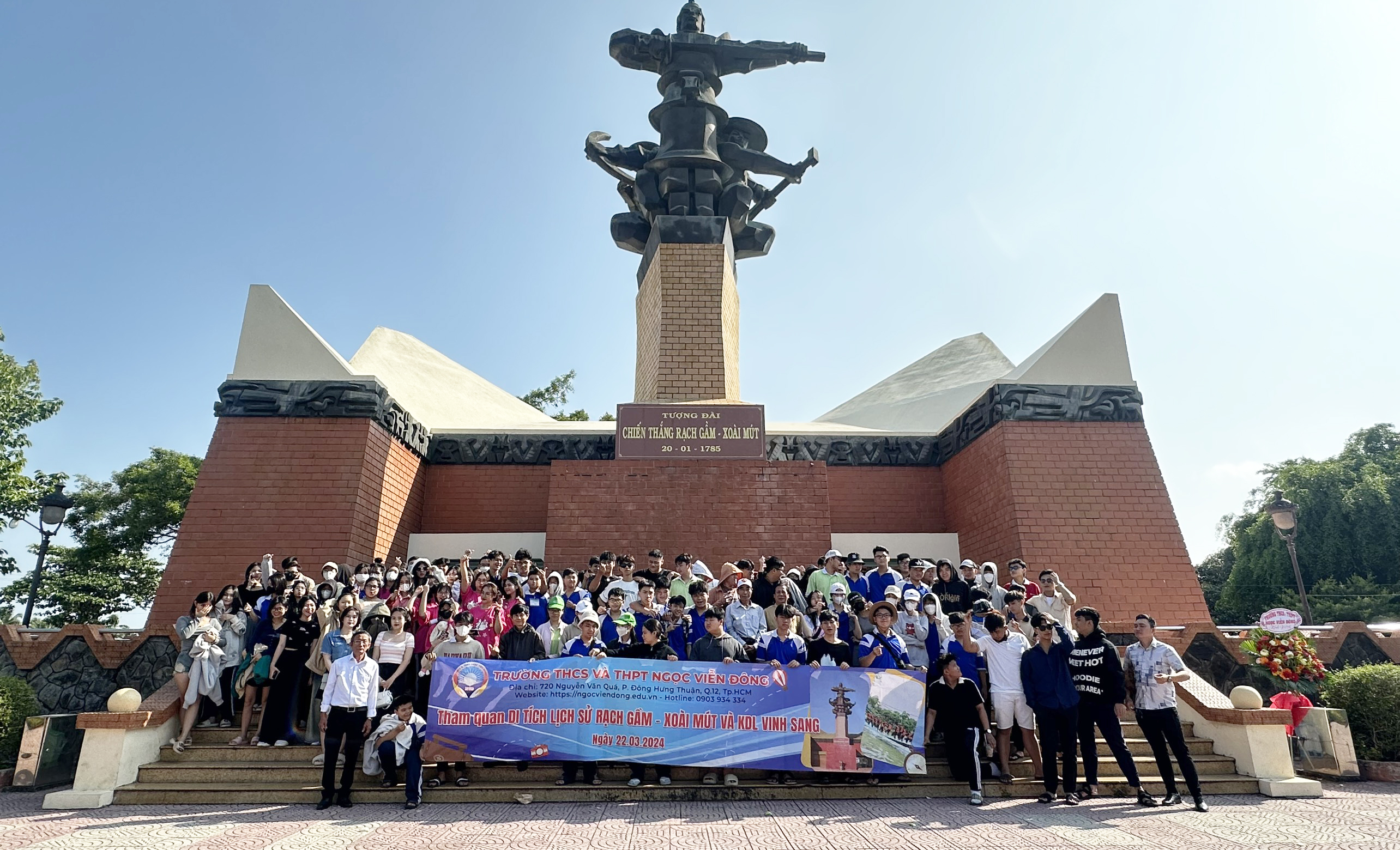Trải nghiệm thực tiễn khu du lịch Vinh Sang - Khu di tích Rạch Gầm Xoài Mút - Chùa VĨnh Tràng của trường THCS và THPT Ngọc Viễn Đông